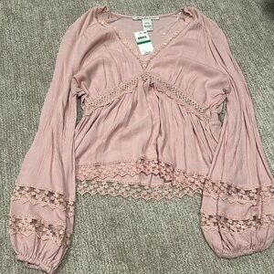 Pink boho style babydoll top